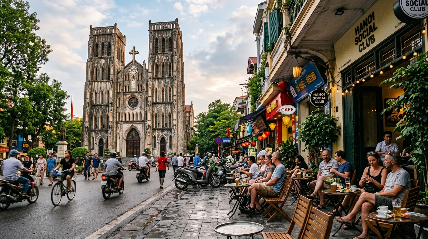 Neo-Gothic Architecture of St Joseph Cathedral in Hanoi French Quarter